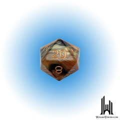 MEGA ACRYLIC DICE D20 BLACK/YELLOW WITH GOLD 35MM